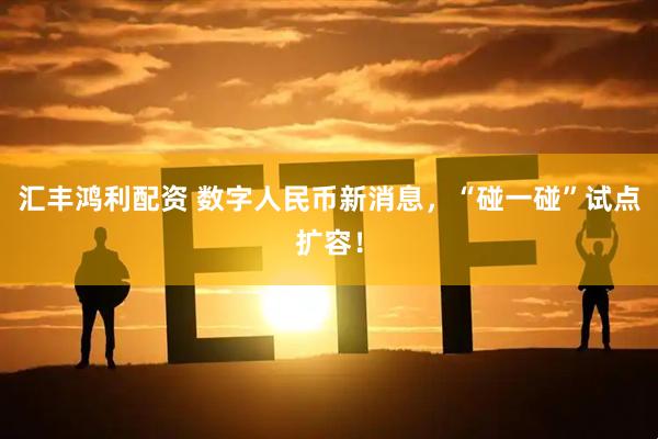 汇丰鸿利配资 数字人民币新消息，“碰一碰”试点扩容！